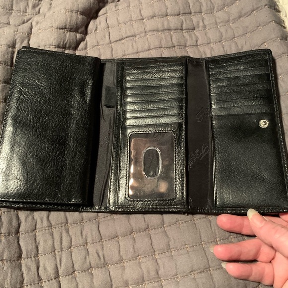 Fossil Bags Fossil Black Leather Trifold Wallet With Checkbook